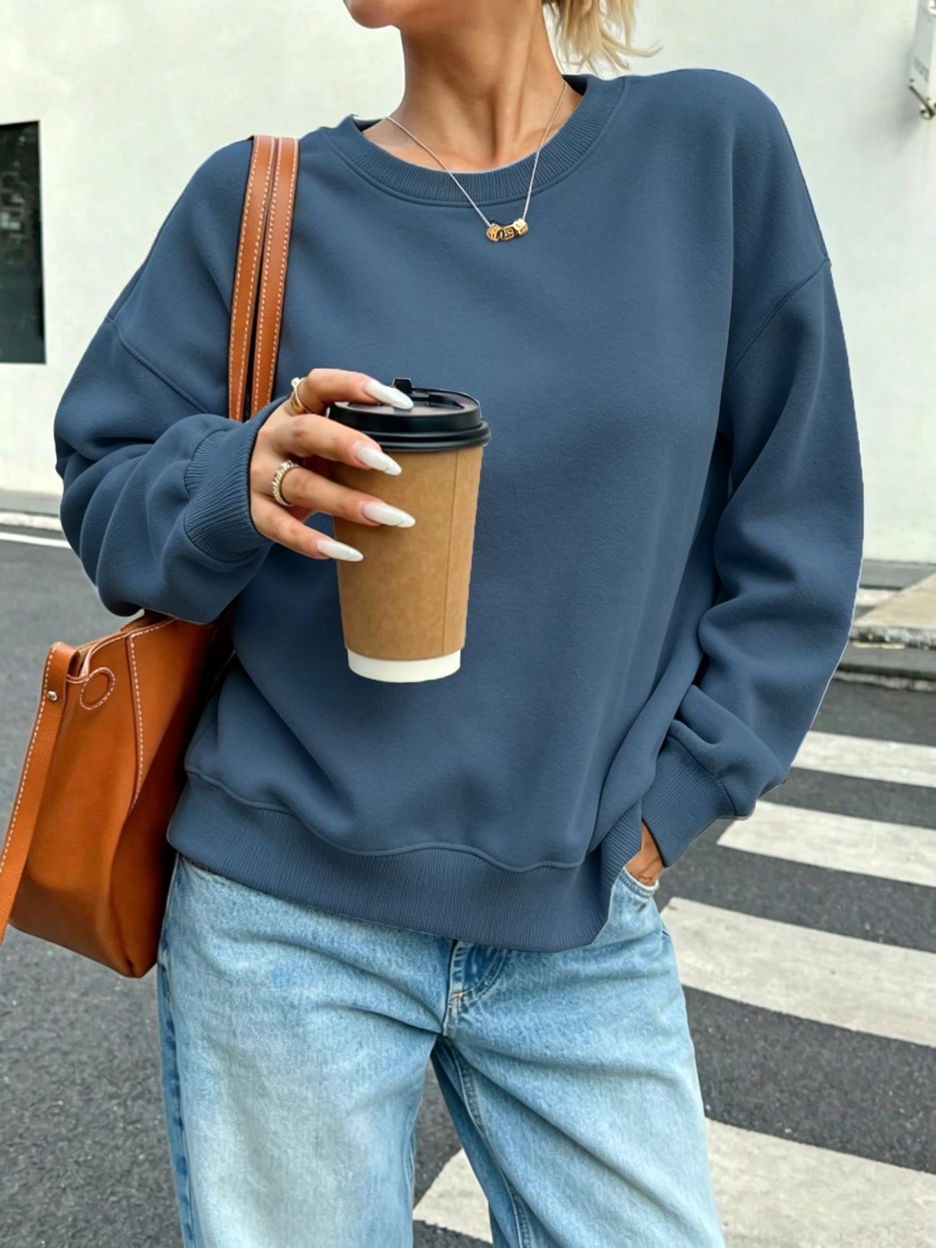 Winter Clothing On Sale - Sudaderas informales sólidas para mujer, cuello