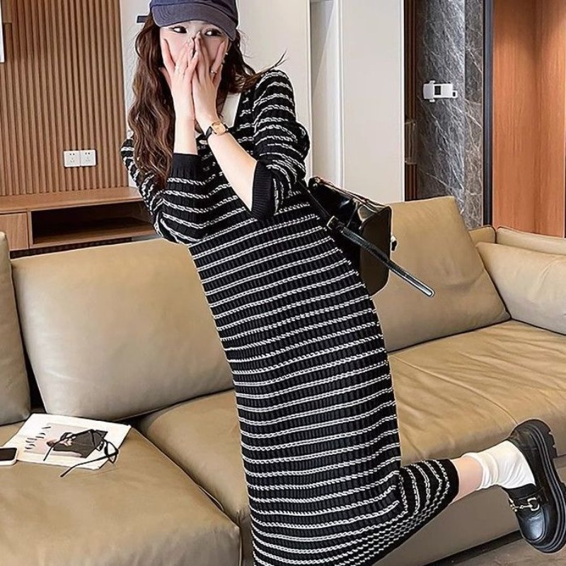 Vestido de punto a rayas de co - Winter Clothing On Sale reseña y precio