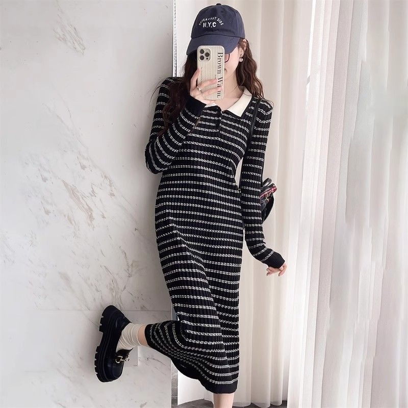 Vestido de punto a rayas de co - Winter Clothing On Sale reseña y precio