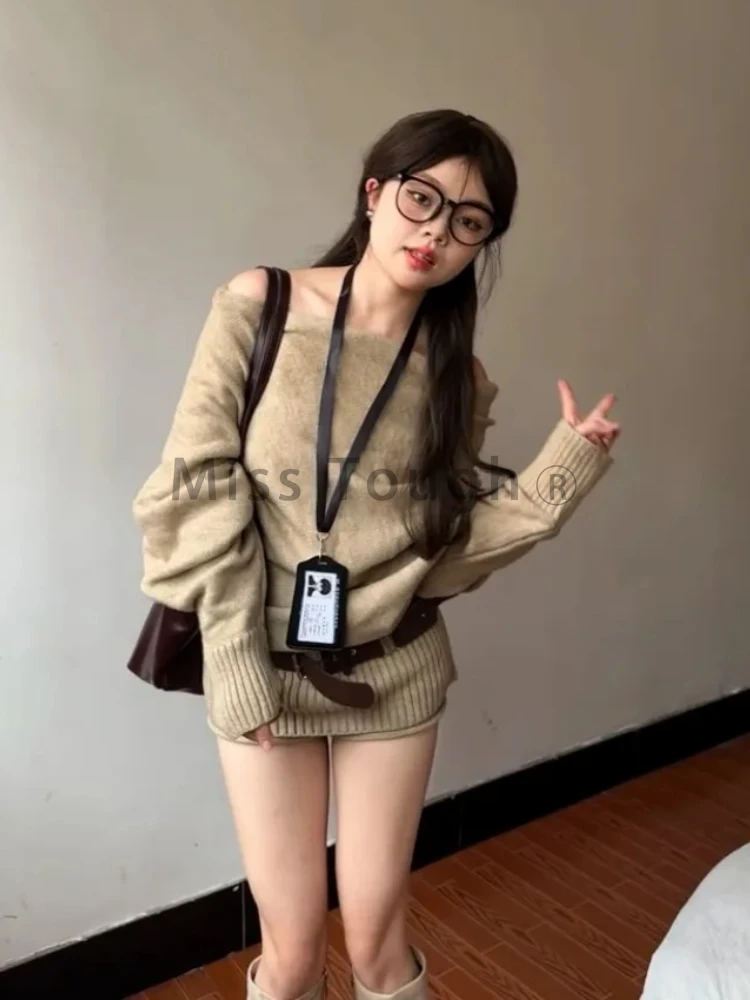 Autumn Winter Korean Knit Outf - Y2K Winter Clothing reseña y precio