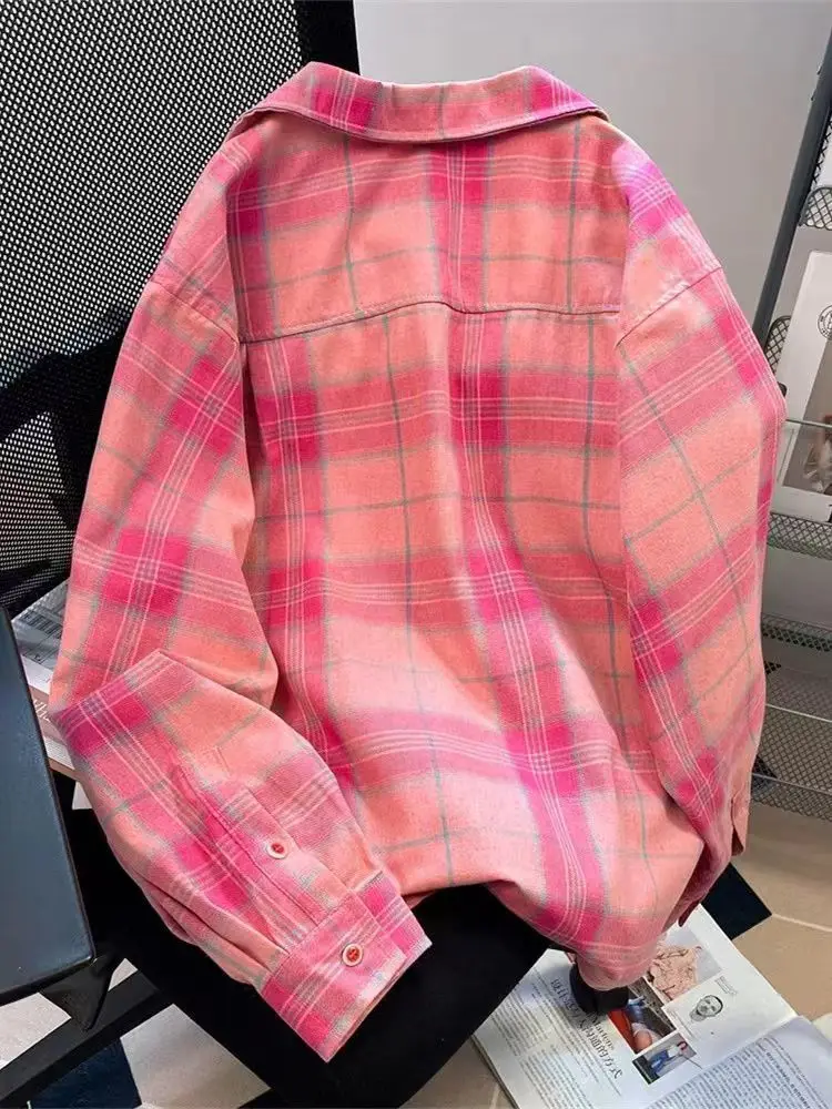 Y2k-Camiseta a cuadros rosa Vi - Y2K Winter Clothing reseña y precio