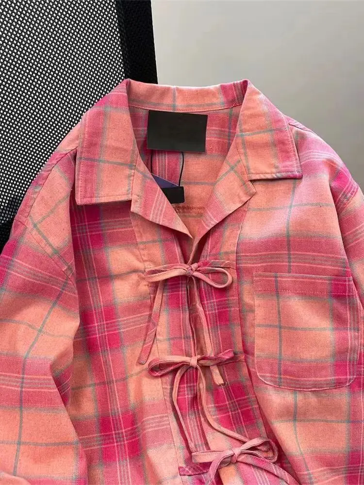 Y2k-Camiseta a cuadros rosa Vi - Y2K Winter Clothing reseña y precio